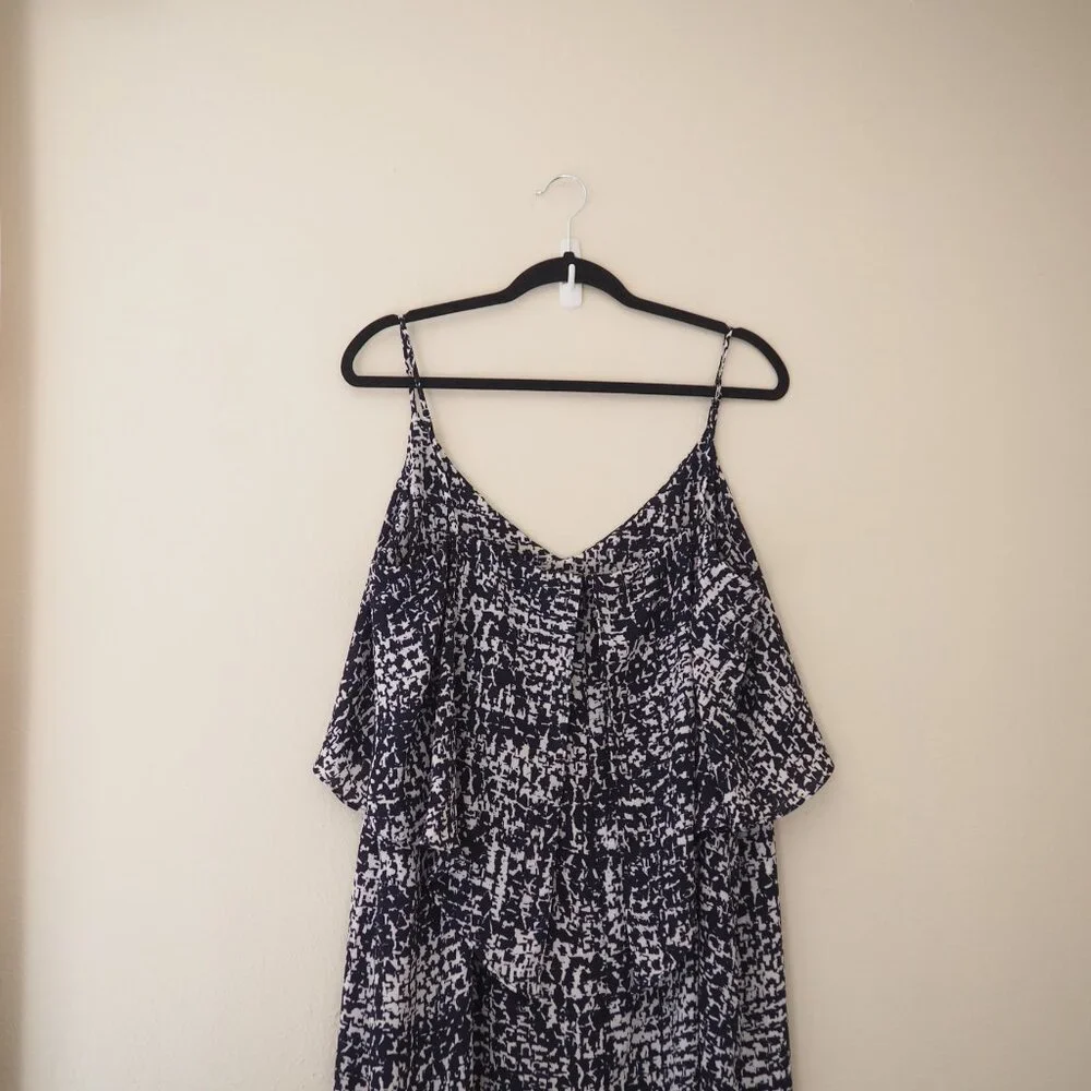 White House Black Market Navy Blue Spaghetti Strap Flounce Maxi Dress - Picture 8 of 8